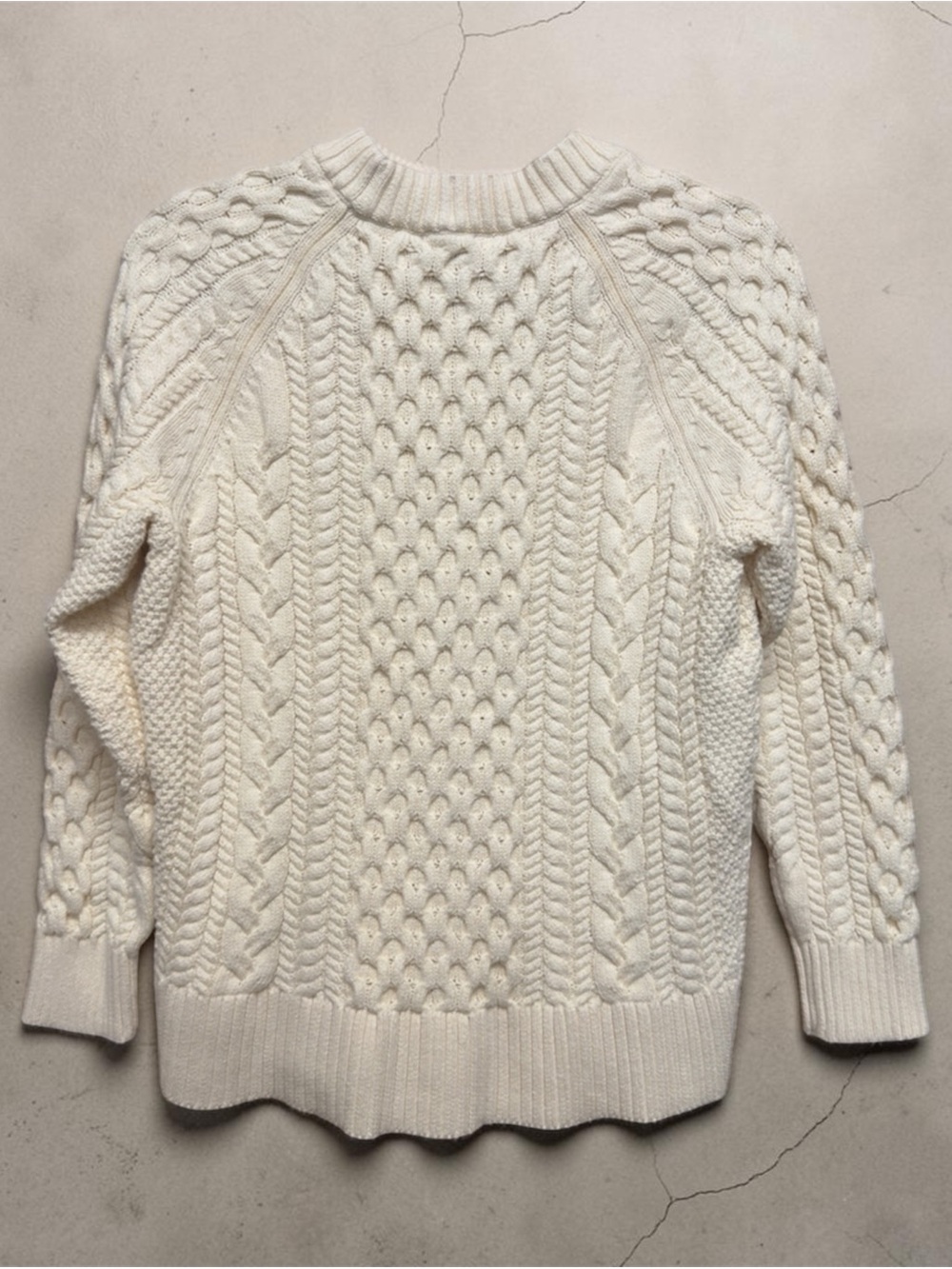 J.Crew Vintage Heavyweight 100% Cotton Cable Knit Fisherman Sweater Cream Size S - Picture 3 of 10